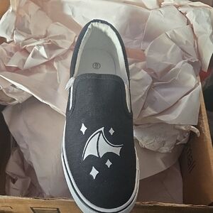 Custom Black Glow In The Dark Bat Slip-On Canvas Shoes Gothic